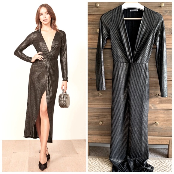 Reformation Dresses & Skirts - Reformation Plunge Long-Sleeve “Carlyle” Dress XS